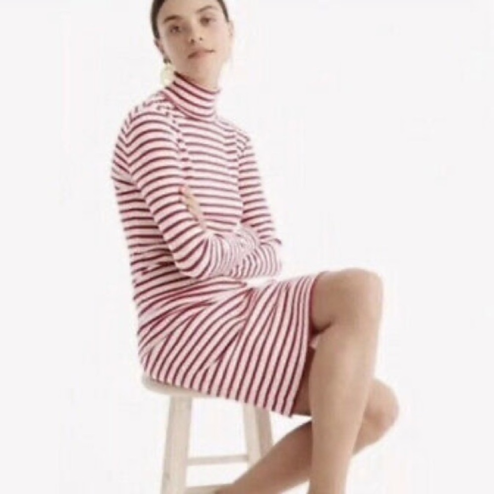 J. Crew Striped Turtleneck Dress in Palest Blush Poppy Size Small